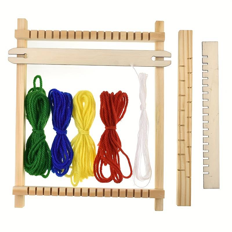 1pc Small Weaving Loom Kit, Wooden Weaving Loom Kit, Diy Hand-knitting Weaving Machinewith Loom Stick Bar For Beginners Handcraft Loom