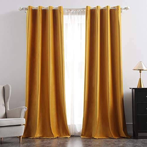 MIULEE Orange sammetsgardiner, mörkläggning, värmeisolerade, droppgardin, par, öljett, rum, mörkläggningsgardiner för vardagsrum, barn, sovrum, barnkammare, 140 cm B x 245 cm L (55 tum B x 96 tum L), 2 paneler