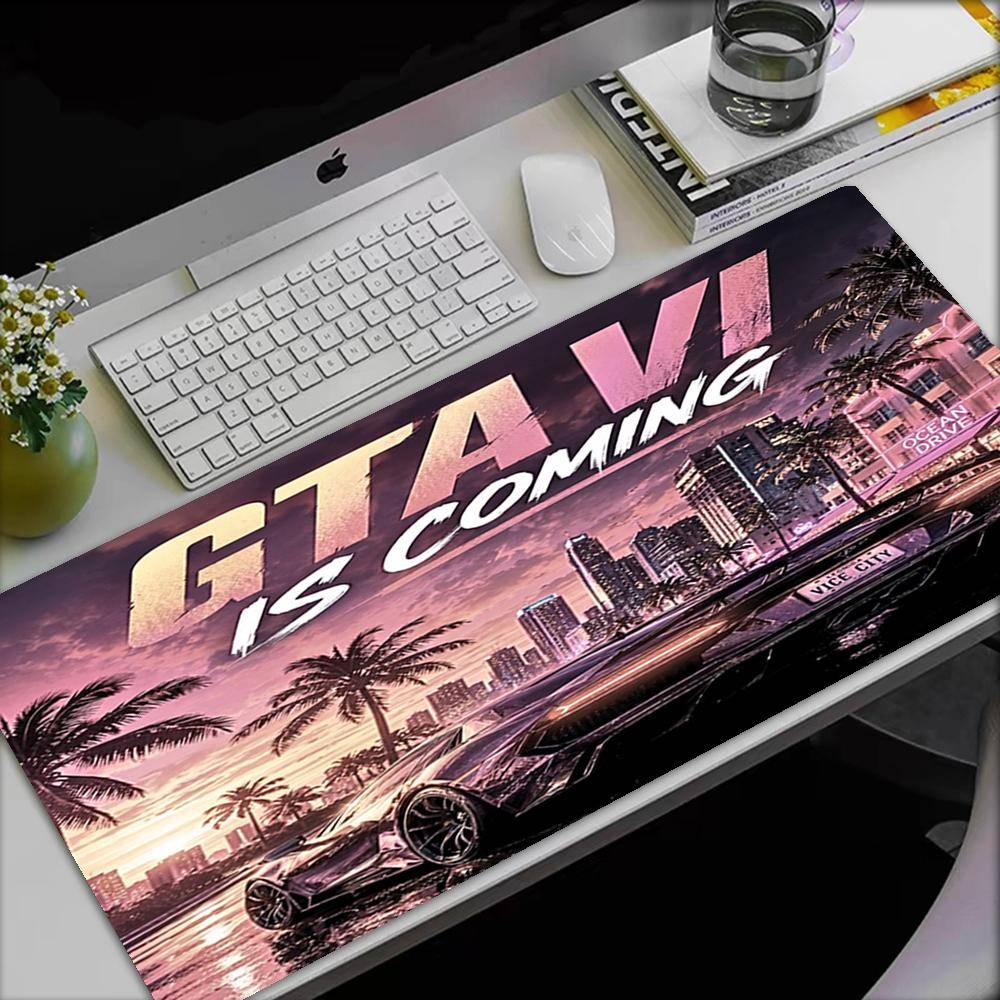 GTA 6 Tema Musmatta, Halkfri Gummibas, Multifunktionell Kontors- & Heminredning, Perfekt för Personalisering av Arbetsplats. orange