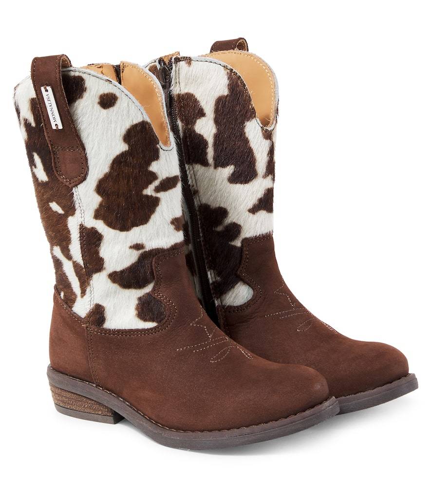 Monnalisa Botas cowboy de ante y pelo de becerro - marrón - EU 31