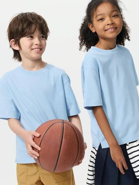 Uniqlo - Airism Cotton Crew Neck T-shirt - Blue - 5-6 Years (120cm)