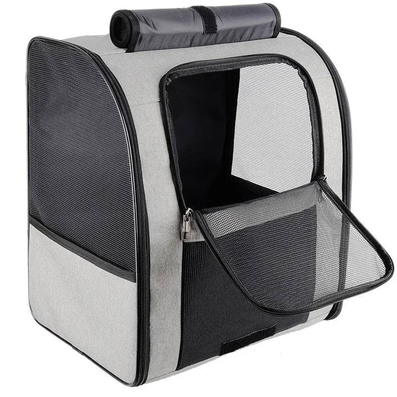 Foldable Breathable Pet Carrier Backpack – Shoulder Bag for Cats & Small Dogs - Gray / S (S)