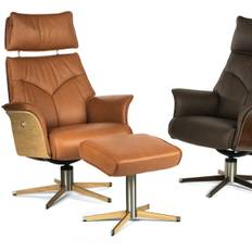BD | Safari stol inkl. skammel | Fås i flere farver -8015 Beige-Eg