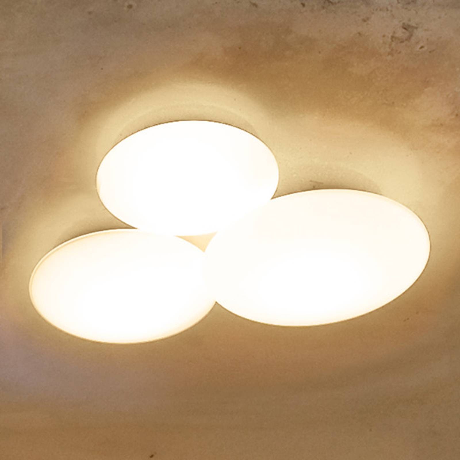 Vibia Design taklampa PUCK, dimbar, Vitt / opal, Vardagsrum / matsal, Glas, Design, Taklampa