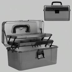 1 st låsbar 3-lagers transparent svart vattentät fiskelåda - hållbar PP-struktur, flera fack för bete och utrustning, bärbar design, lämplig för campi (En-Storlek)