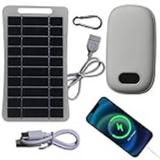 Portable Solar Phone Charger Solar Station Panel, USB-ryggsäck Solar Charger för Camping, Solar Phone Charger för Camping, Solar Phone Charger med Hand Warmer, Bärbar Solar Power Bank