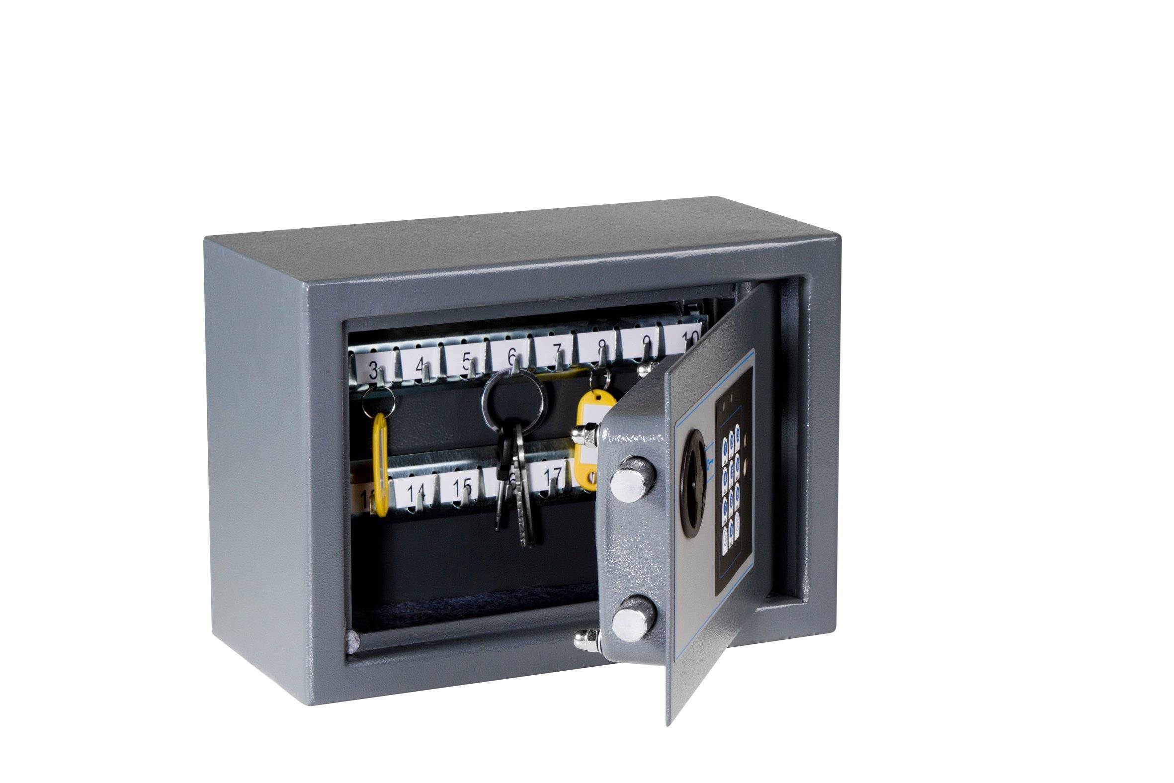 Nyckelskåp Secura SNE 20, elektroniskt kodlås, 20 krokar, grå (200x280x130mm)