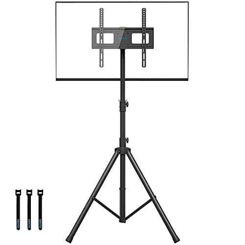 BONTEC Justerbart TV-stativ, Tripod TV-golvställ för 32-60" LCD LED Plasma TV, 4 Höjdnivåer, Sväng- och Tiltfunktion, Stabil Montering med Kabelhantering, Max VESA 400x400mm, Viktkapacitet 45kg