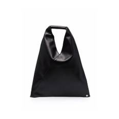 MM6 Maison Margiela, Tasker , Dame, Sort, ONE SIZE, Læder, Sort Kornet Læder Trekantet Bum Taske
