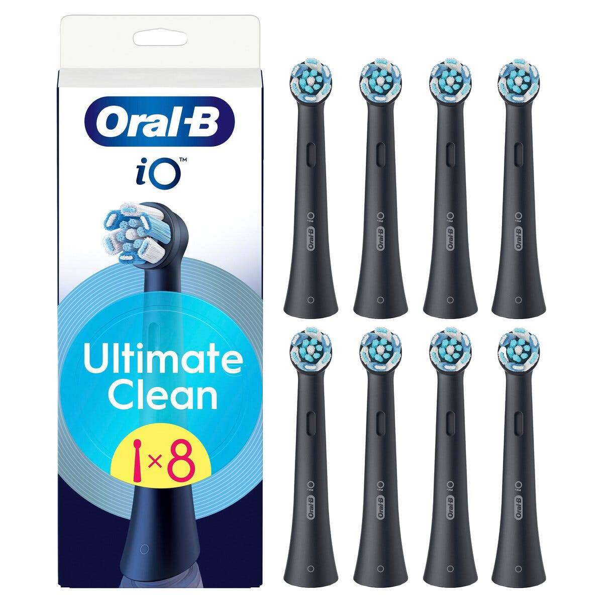 Oral-B iO Ultimate clean borsthuvuden 8-pack, Svart