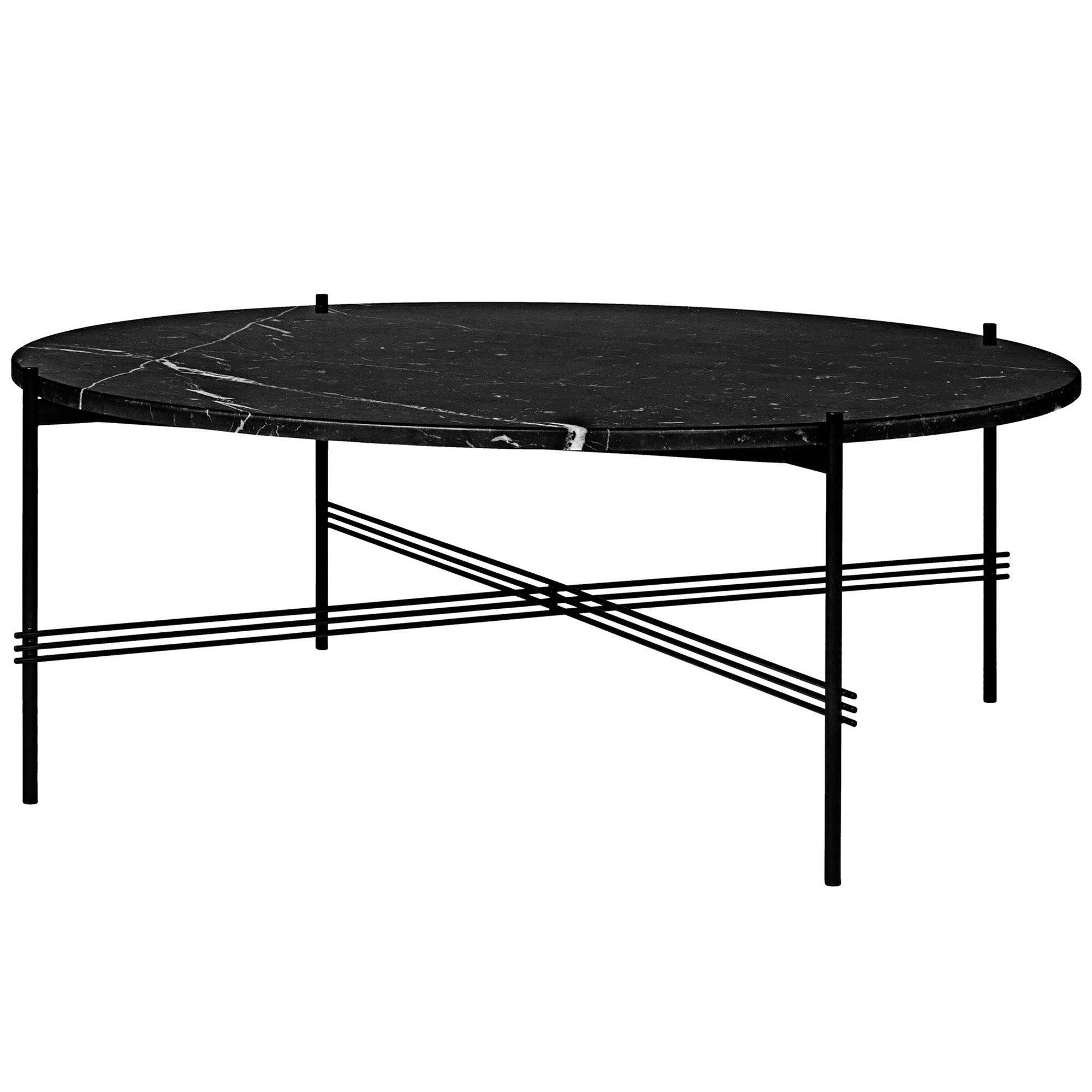 TS Sofabord Rundt Ø105 Sort/Sort Marquina Marmor.