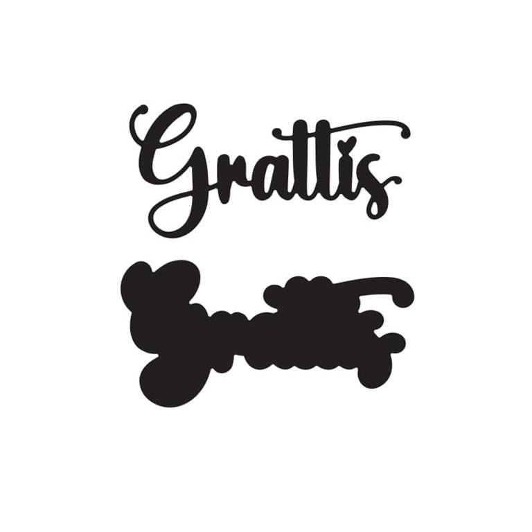 PY Hobby Dies - Grattis - Med bakgrund - 3.4 x 7,1cm