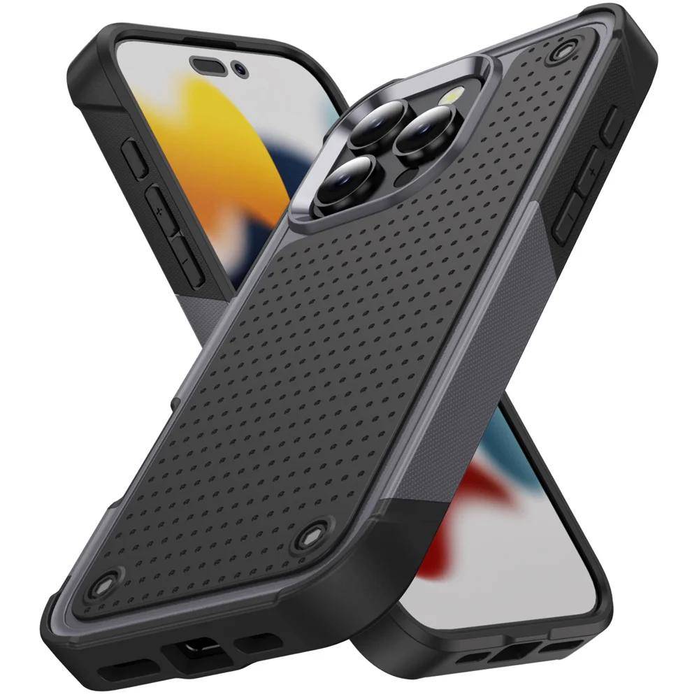 Militärklassat Pansar Telefonfodral För iPhone 16 15 14 Plus 13 12 11 Pro MaxXR XS Max Stötsäkert Skydd Bumper red