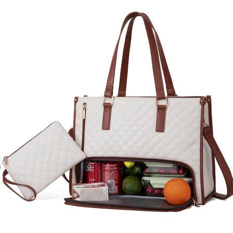 Tote Bag Women's Thermal Insulation Lunch Box Leak-proof Crossbody - White / 36X16X30cm