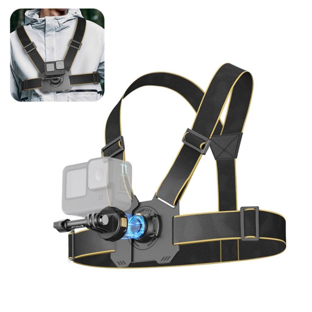PULUZ magnetisk bryststrop med Quick-release til actionkamera - sort