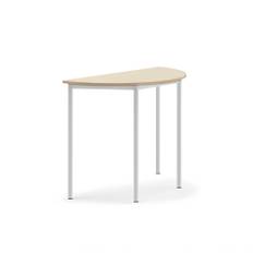 Bord BORÅS halvrund, 1200x600x900 mm, stativ vit, högtryckslaminat, björk