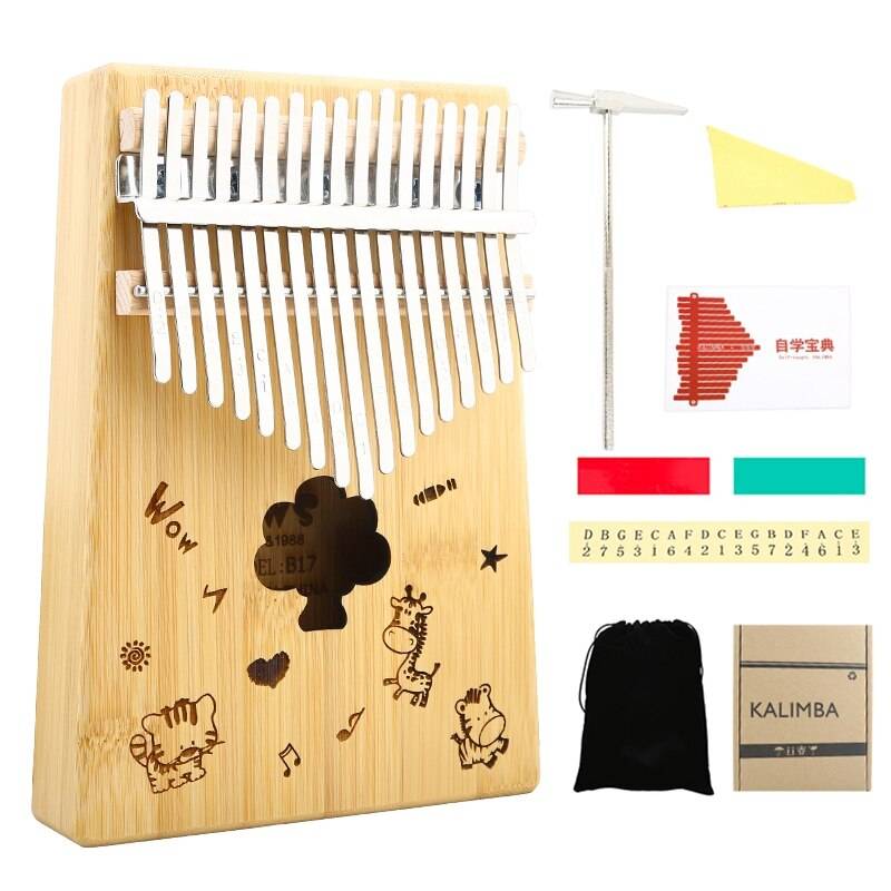 17 nycklar tumme piano kalimba med melodi hammare trä hand finger piano för barn vuxen nybörjare musik kung stil