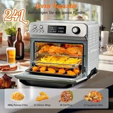 HYSapientia® 24L varmluftsfritös Luftfritös xl, miniugn med cirkulationsluft 1800W, miniugn campinggrill cirkulationsluft med kokplattor, varmluftsugn