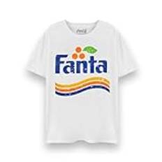 Coca-Cola T-shirt för vuxna | unisex klassisk logotyp kortärmad grafisk t-shirt | läsk kolsyrad dryck sliten vintage kläder kortärmad topp produkt gåva, Fanta – vit, M