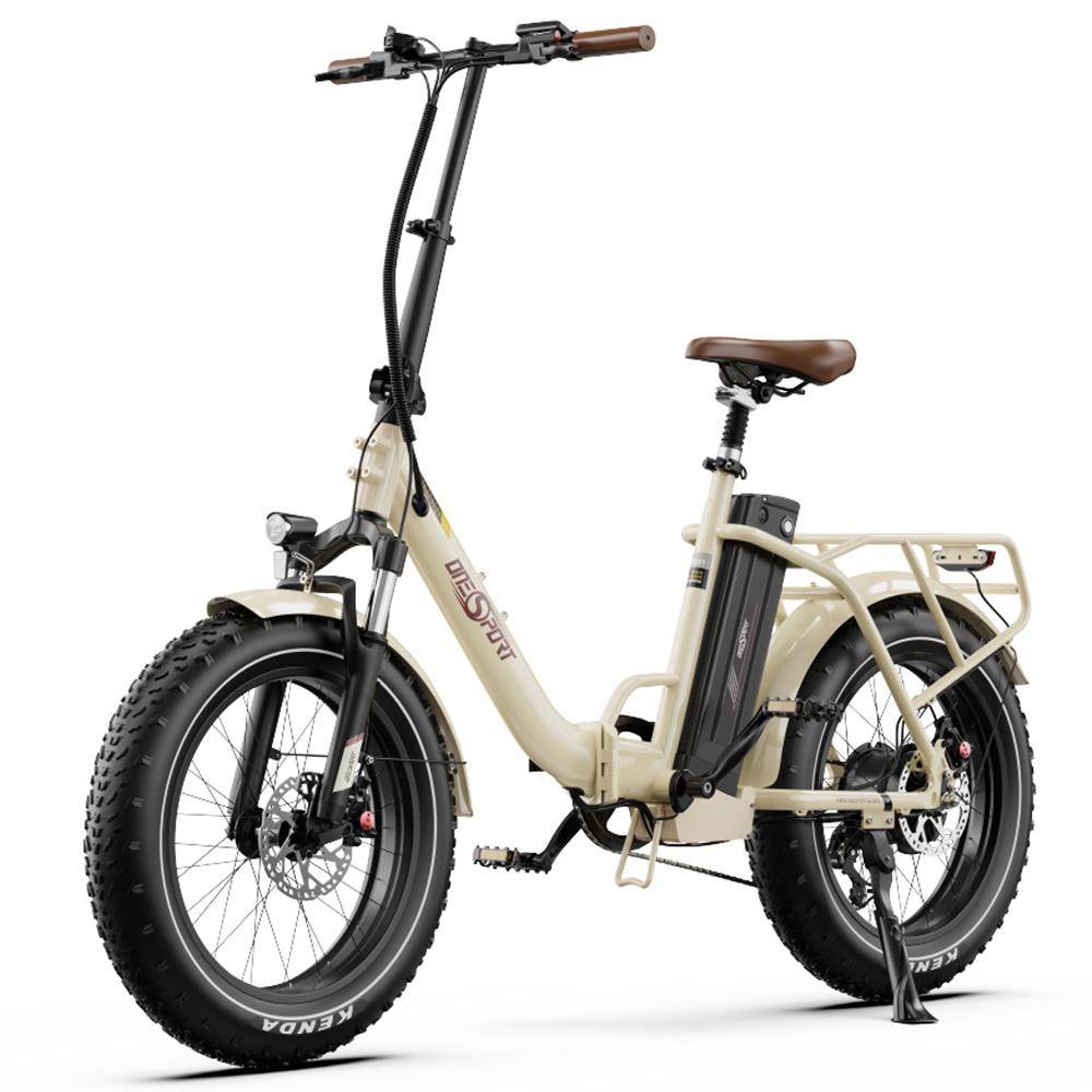 Elektrisk cykel Onesport OT16 Max 500W Motor 20  Feta däck Vikbar Elcykel 48V 18AH Med Bluetooth APP Maxlast 120Kg beige