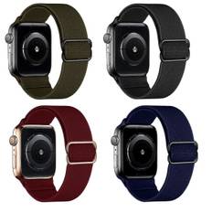 4 stk. elastisk urrem, kompatibel med Apple Watch rem 41 mm 40 mm 38 mm, komfortabel justerbar sportsrem til iWatch Series Se 7 6 5 4 3 2 1 Kvinder M