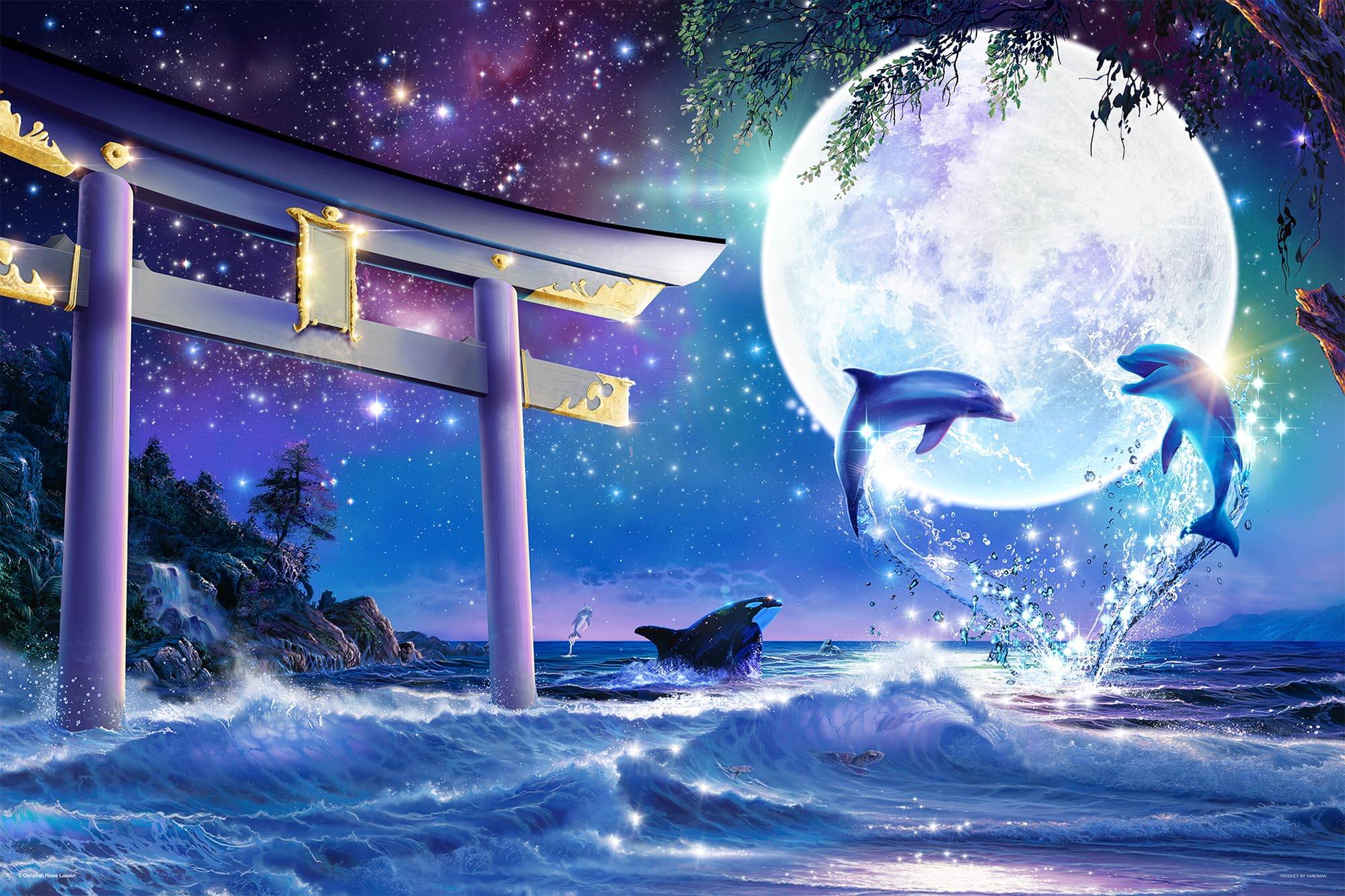 Yanoman in jigsaw puzzle LASSEN Gate of Dolphin Night x 75 Includes piece request service and jigsaw puzzle (Made Japan) 1000-piece (50 cm) 10-1507