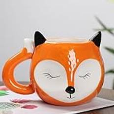 Arawat Fox Mug Large 500ml Kawaii 3d Animal Mug Gift Ceramic Tea Mug Porcelain Coffee Mug Fox Decorative Mug Sweet Tea Coffee Mug Födelsedagspresent Till Kvinnor Män Flickor Pojkar