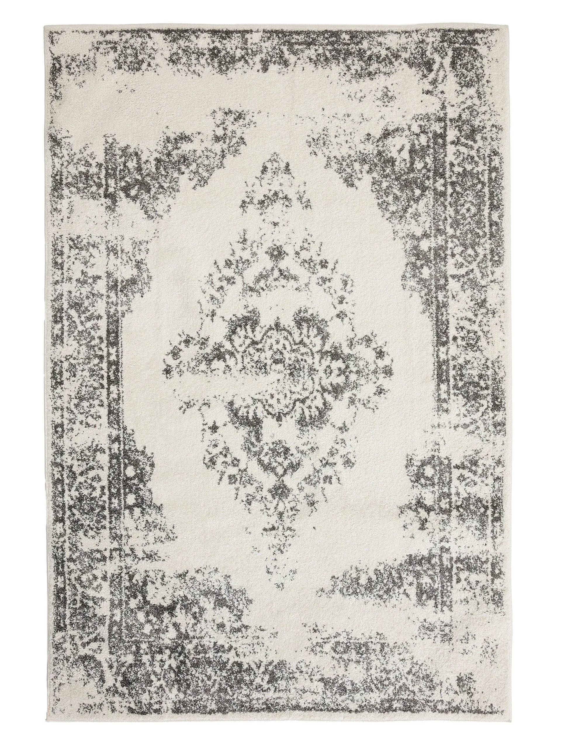 ZOE Creme Grå Tæppe - Rektangulær / 120x170 cm / Hvid