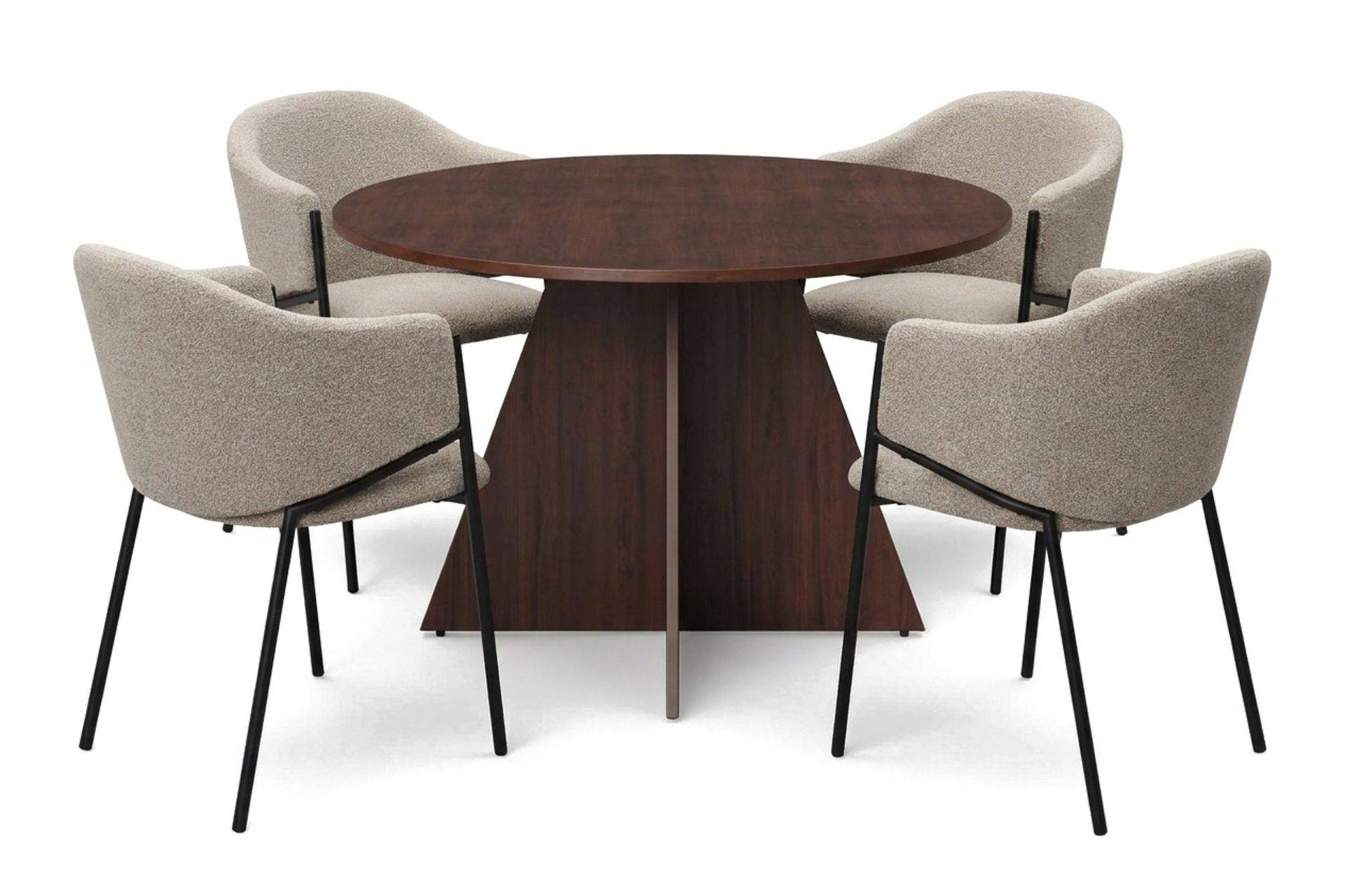 Bark Vera Matgrupp runt 110 cm Valnöt med 4 Filip Matstolar Valnöt - Products | Trendrum