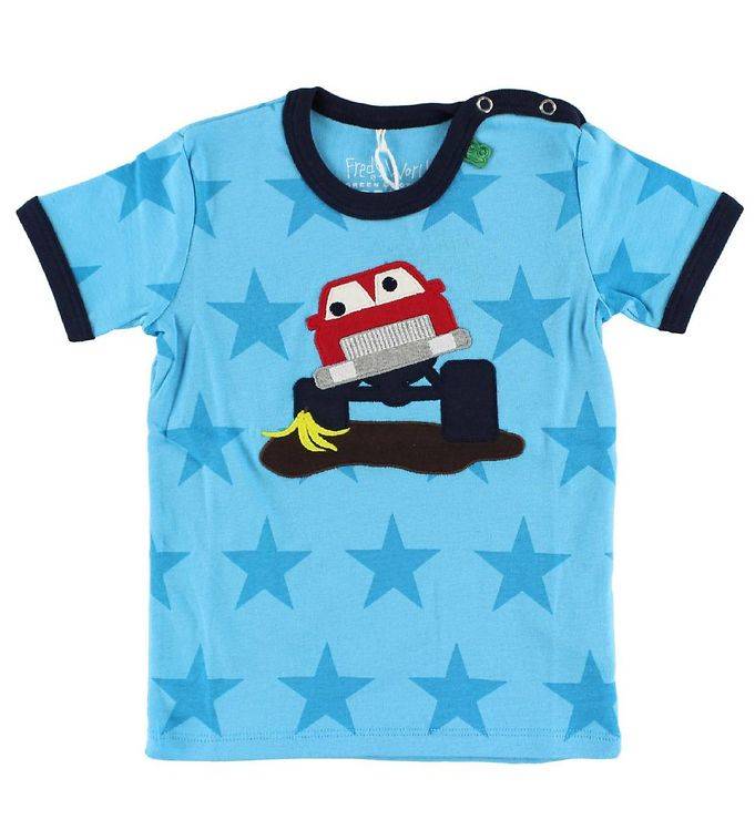 Freds World T-shirt - Ljusblå m. Röd Bil - Freds World - 56 - T-shirt