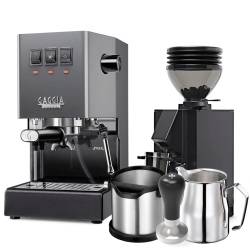 Gaggia Classic E24 Grå Espressomaskin Inkl. Eureka Mignon Zero 55s & Baristautrustning