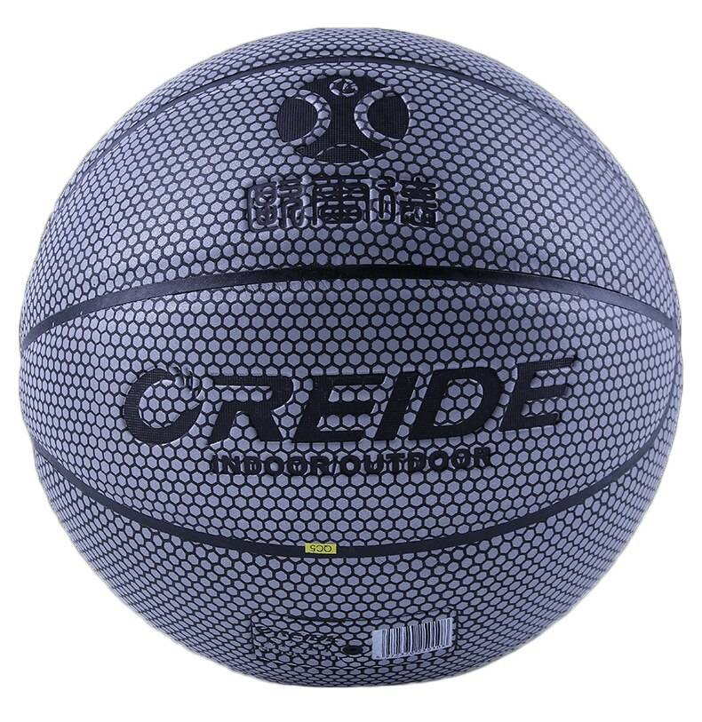 Storlek 75 lysande basketboll holografisk reflekterande upplyst blixtboll pu slitstarkt glödande basket natt sport spel - Storlek 7 vit