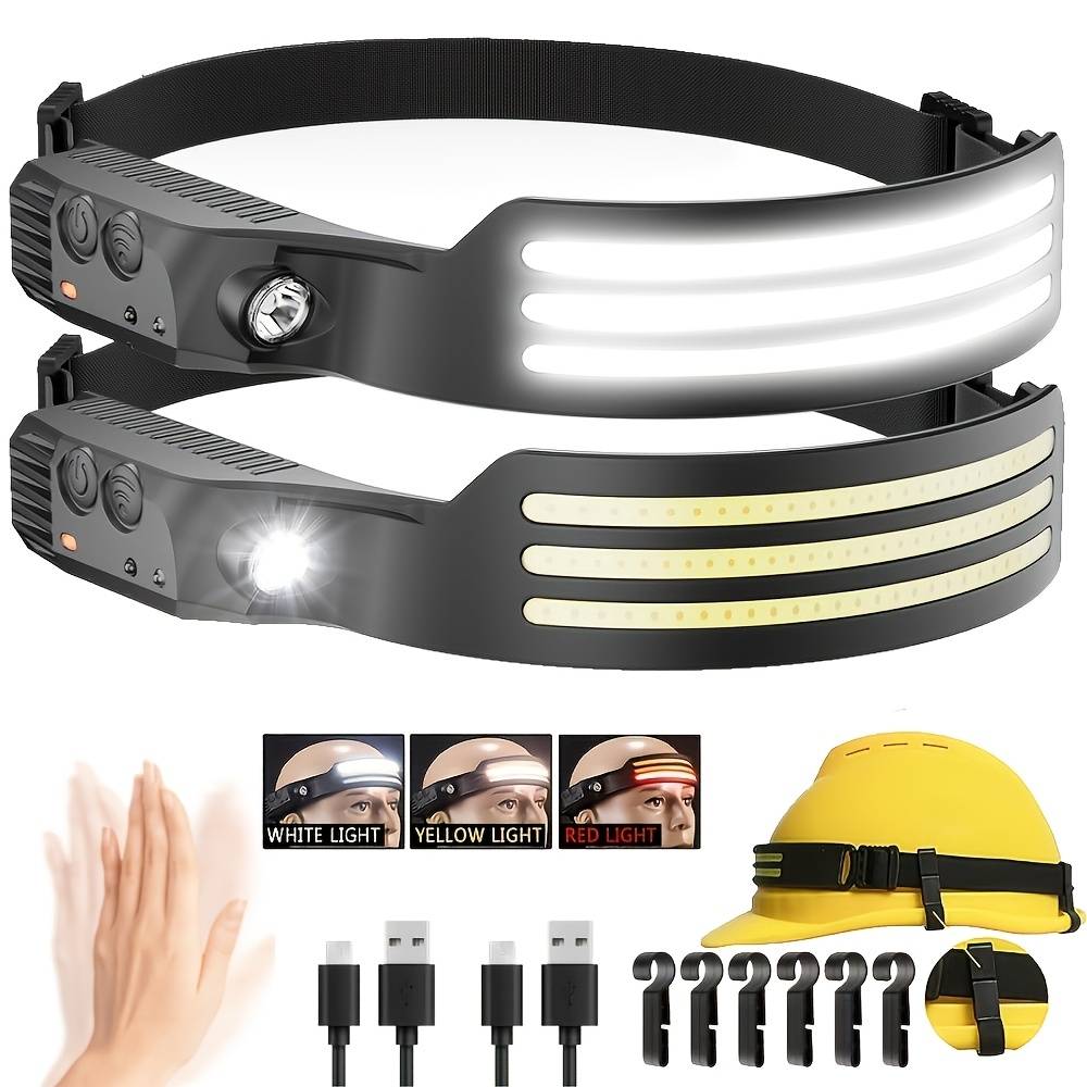 LED Sensor Headlamp USB Rechargeable Led Head Torch Built-in Battery Head Flashlight Outdoor Camping Fishing Headlight Lantern
