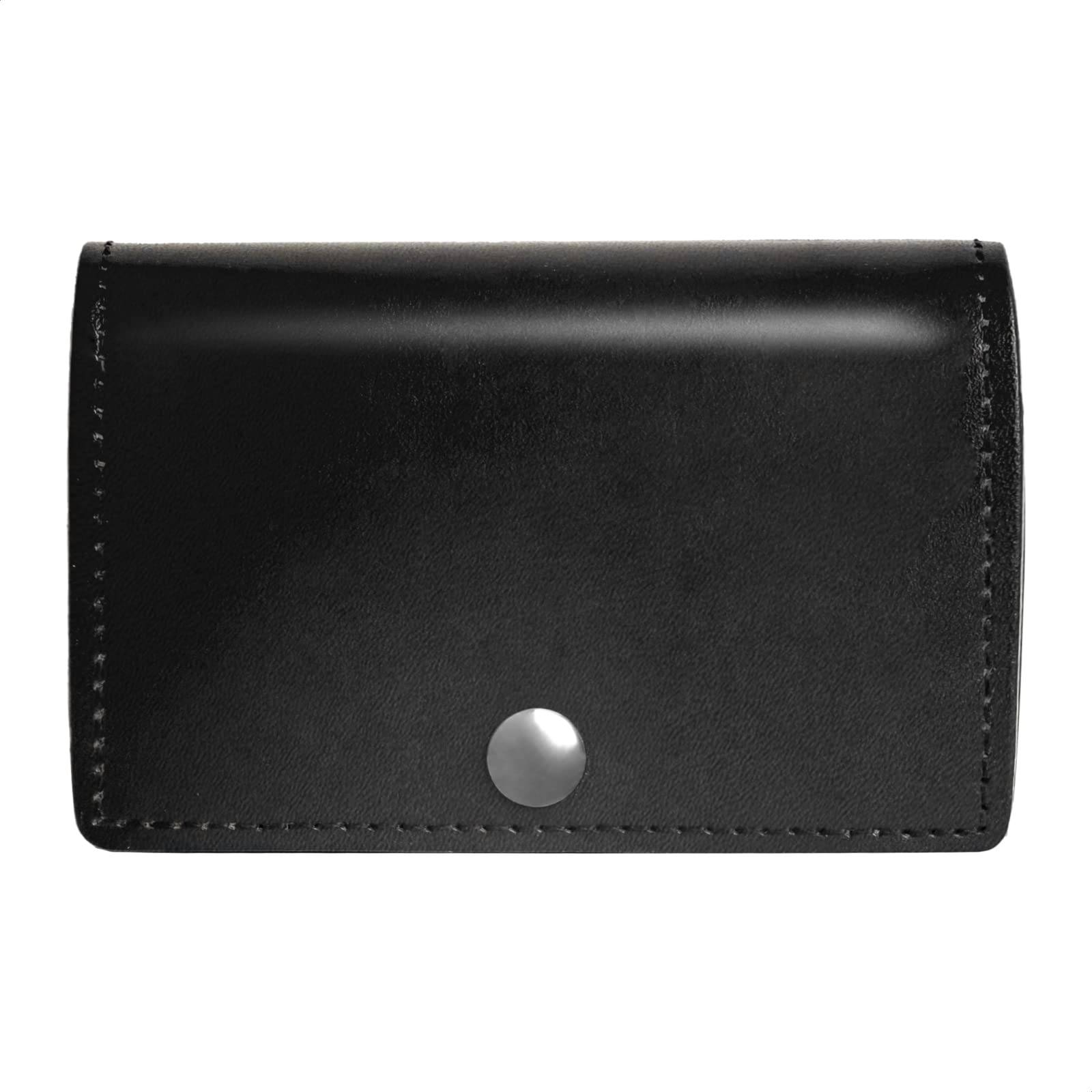 DomTeporna Genuine Italian Leather Compact Tri-Fold Mini Wallet with Coin Purse for Men and Women, Black