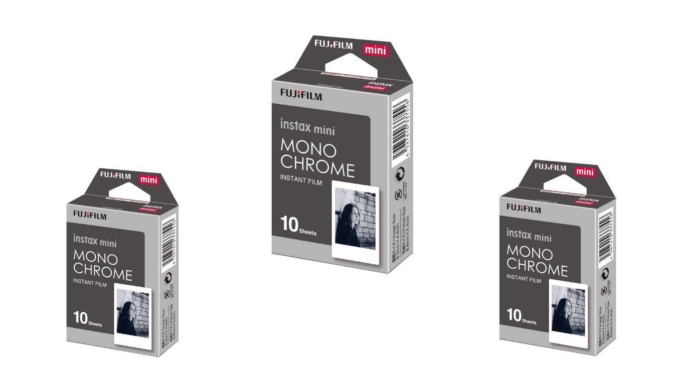 Fuji - Instax Mini Film Monochrome 10-Pak - BUNDLE med 3 x 10-Pack - Prismatch