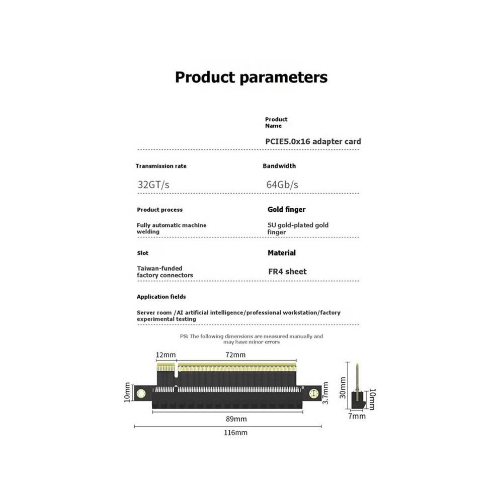 PCIe 5.0 X16 Card Tester Adapter Board 32GT/S 64Gb/S 5U Immersion Gold Finish for AI Artificial Intelligence