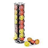 SYSYLY Kaffekapselhållare för 32 Dolce Gusto-kapslar, roterande kaffekapselstativ, kaffekapseldispenser, kaffekapselförvaring, halkfri bas, krom