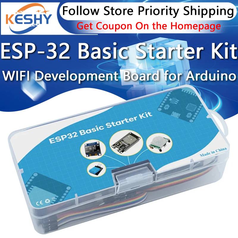 Basic Starter Kit for ESP32 ESP-32S WIFI Development Board for Arduino Project Learning Kit with Tutorials ESP32 kit with box