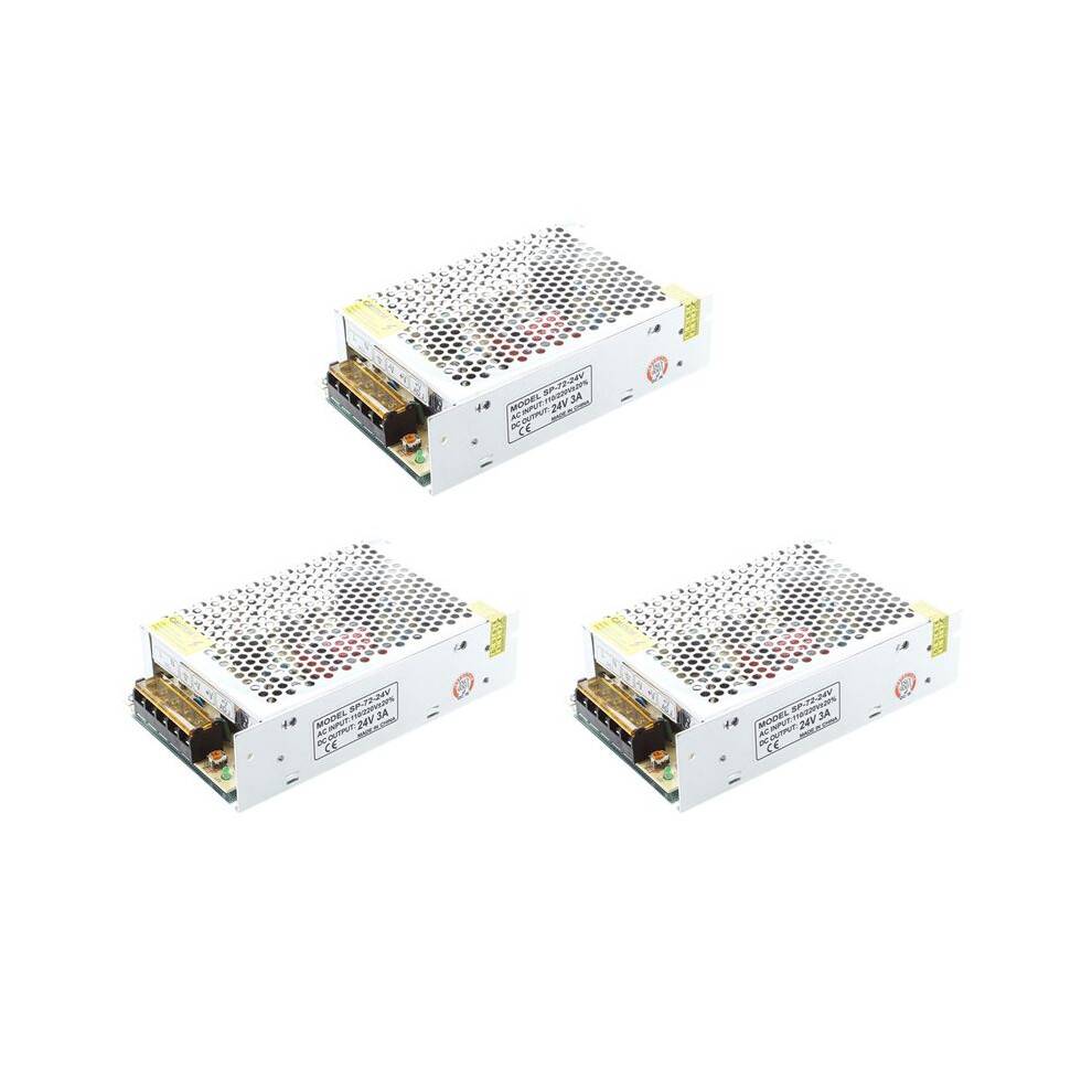 3X AC 110/220V 24VDC 3A 72W Power Supply Transformer for LED Flexible Strip Lamp