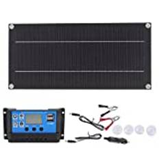 600 Watt 12 Volt Monokristallin Solpanelsats, Solpanel & 100A Solarladdningskontroll & Anslutningsledning och Förlängningskabel med Klämmor för Husbilsbåtsläp Camp Off Grid Home