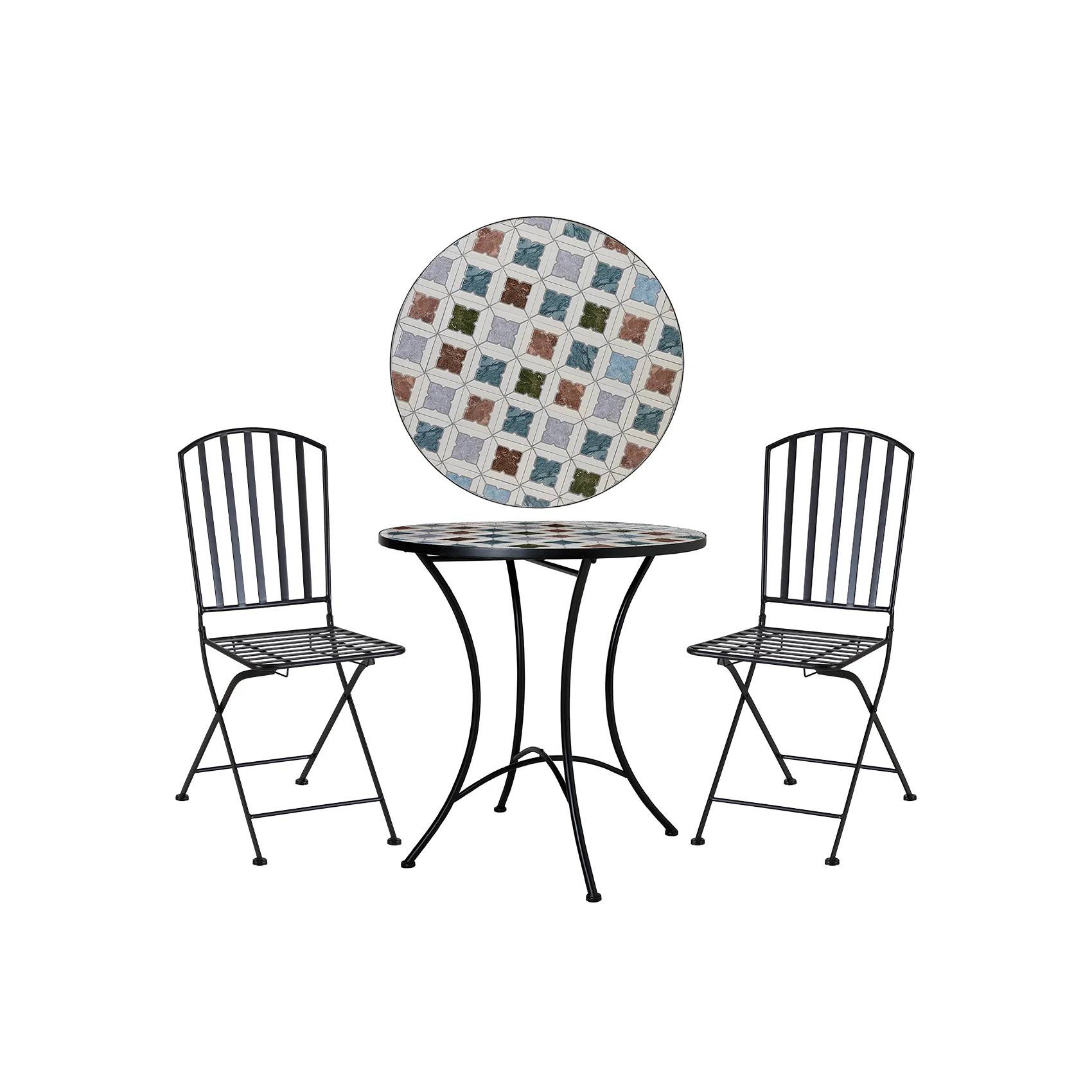Palermo/Venice caféset svart / vitmelerad - Multifärgad/Svart/Vit