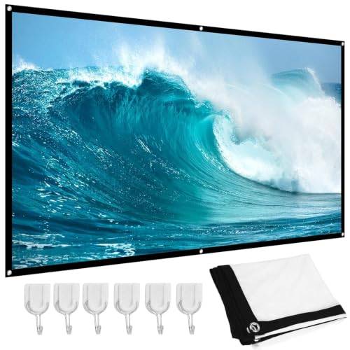 Projection Cloth, 60-100 Inches 16:9 HD Projector Cloth 3D Film Portable Canvas Curtains, Double-Sided Washable Outdoor Projector Cloth for Home Cinema, (84 Inch)