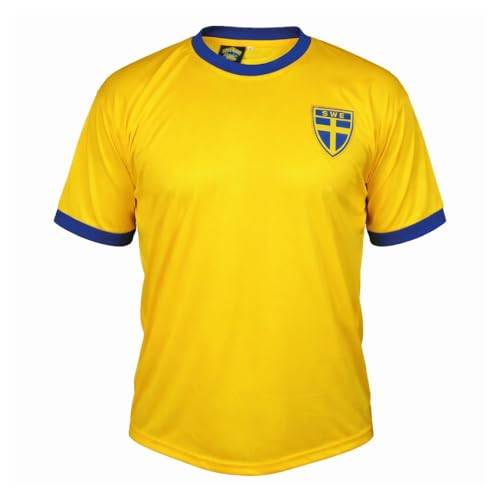 Sverige Fotbollströja – Svensk Matchtröja i 100% Polyester | Supportertröja med Broderat Emblem