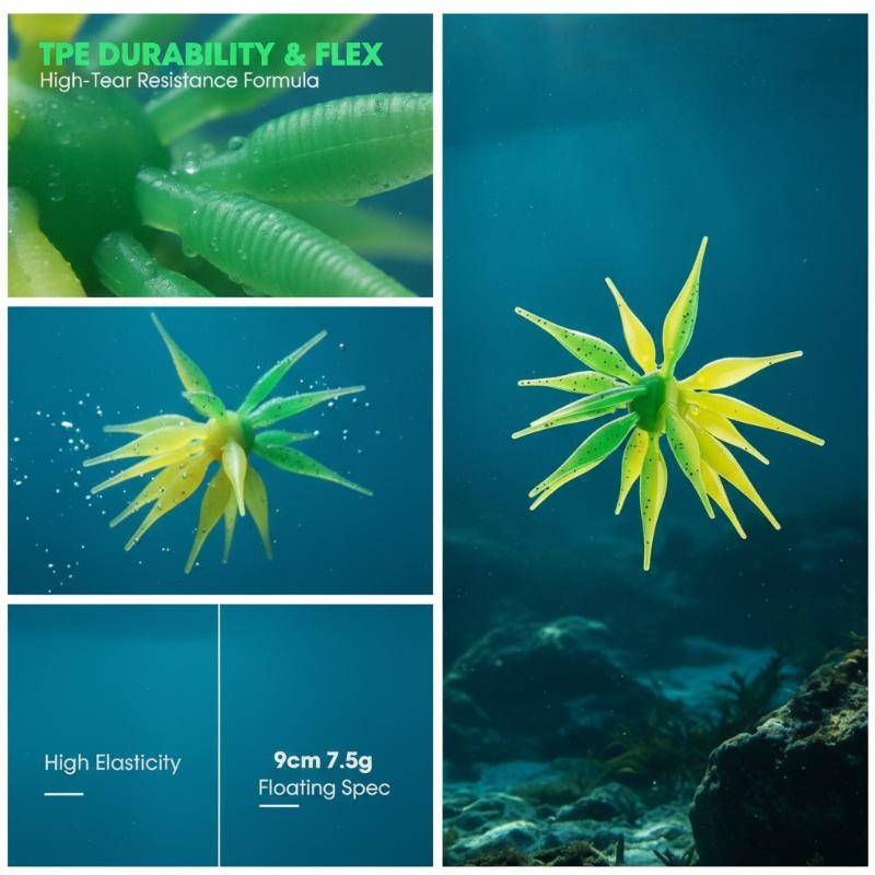Dual-Color Soft Lure Sea Urchin Soft School‑Of‑Fish Lure Multi‑Tentacle Rig Fish Type Bass Pike Predatory Fish Bait