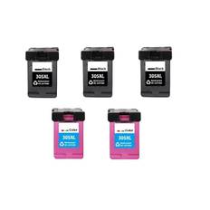 Sampack 3x HP 305XL BK 2x hp 305XL CMY Kompatibel blækpatroner som indeholder hele 87 ml ialt.