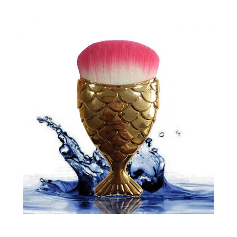 (Gold A)Mermaid Themed Cosmetic Brush Durable Plastic Handle Professional Supplies Home