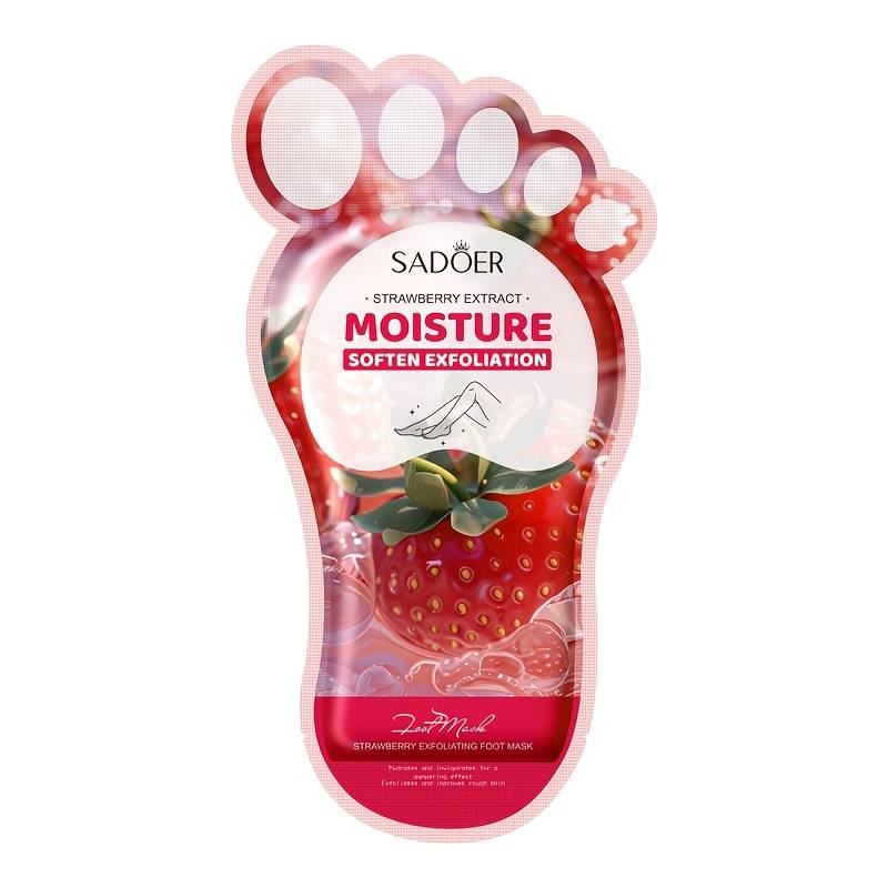 TEMU 40ml/pair Strawberry Foot Mask, Contains Strawberry Extract, Niacinamide, Hyaluronic Acid, Foot Care, Hydration, And Skin Smoothing, Gifts For Women