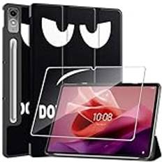 Rojeuinn Skal till Lenovo Tab P12 12,7 tum fodral + 1 stycken härdat glas, skyddande gummi, Ultra tunn anti-repor TPU Flexibel Case-Don't Touch