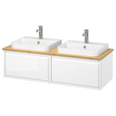 IKEA - ÄNGSJÖN / BACKSJÖN skab t vask/vask/blandingsbatterier, højglans hvid/bambus, 122x49x41 cm
