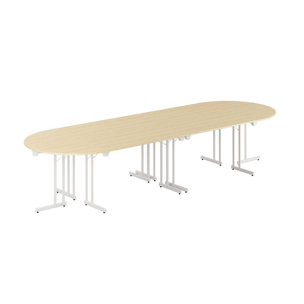 Konferencebord - 360x120cm - Sammenklappeligt bord - Birk-hvid.